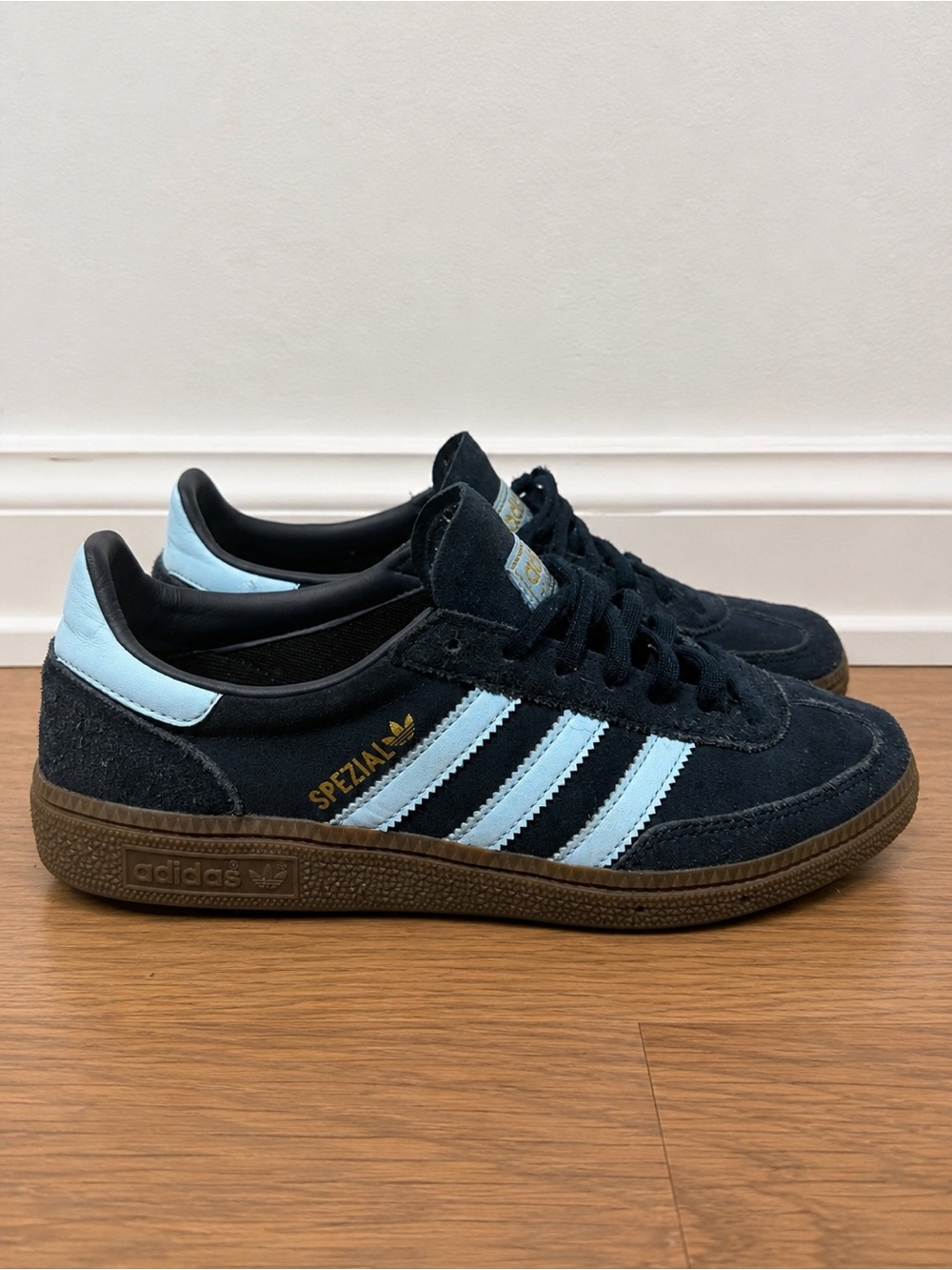 Adidas Spezial Samba Kids Navy Blue with Light Blue Suede Sneakers Youth Size 7